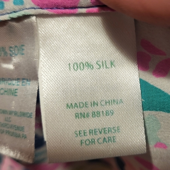 Lilly Pulitzer Elsa Silk Colorful V Neck Long Sleeve Top Size Small - Picture 7 of 7
